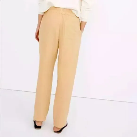 Madewell Yellow Mustard Waffle Knit Pull Up Pant XS Neutral Loose Cotton Earthy - Picture 3 of 9